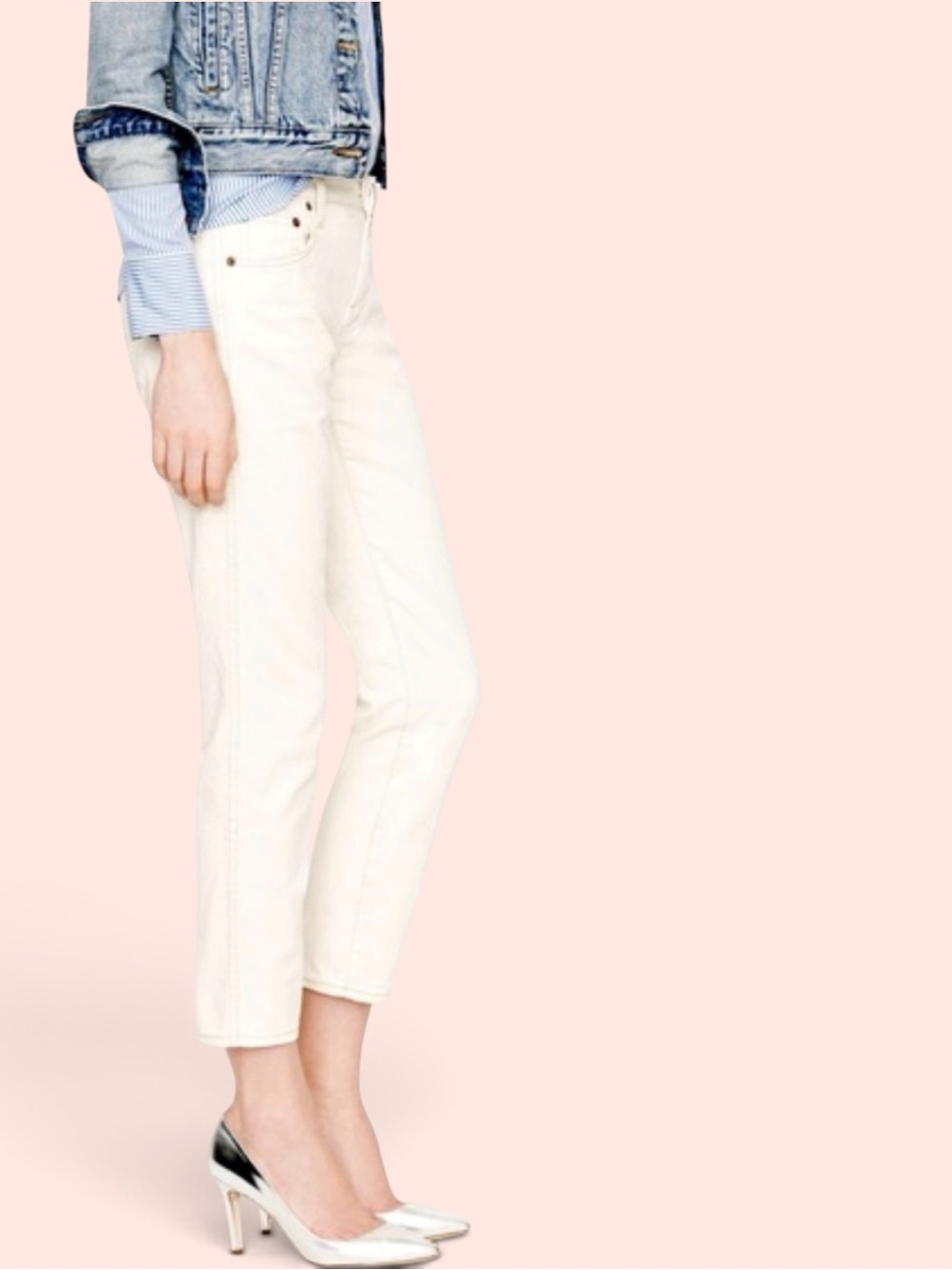 J.Crew Toothpick Ankle Jeans in Ecru | Size 32